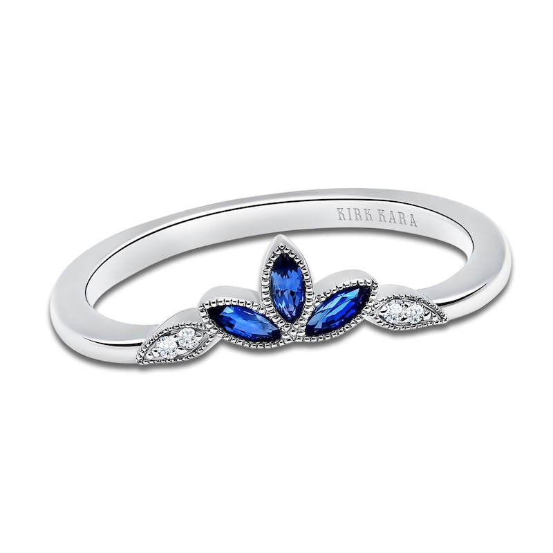 Main Image 1 of Kirk Kara Diamond & Blue Sapphire Anniversary Band Diamond Accents Platinum