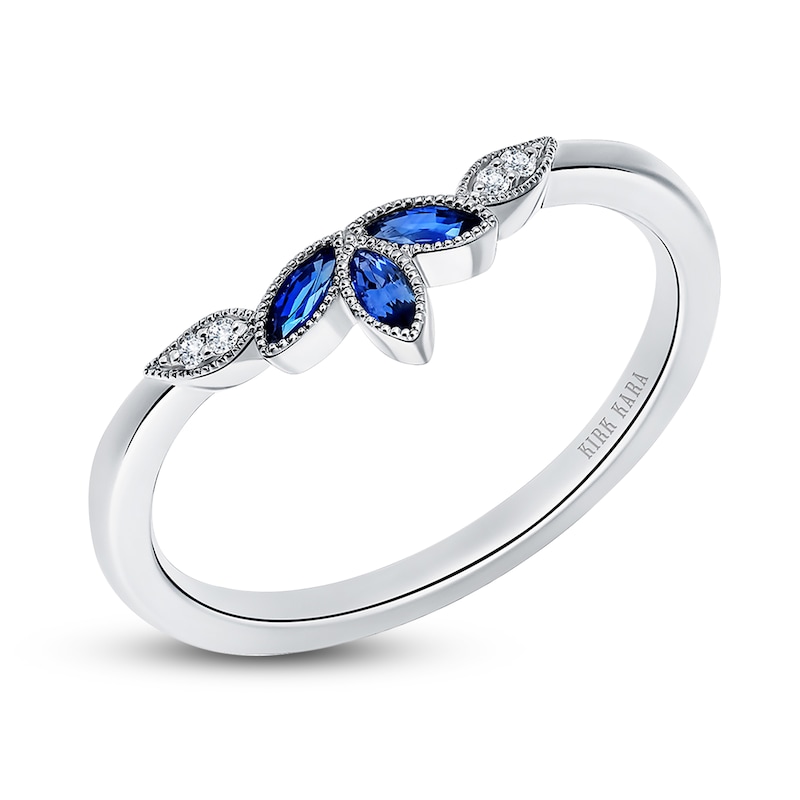 Main Image 2 of Kirk Kara Diamond & Blue Sapphire Anniversary Band Diamond Accents Platinum
