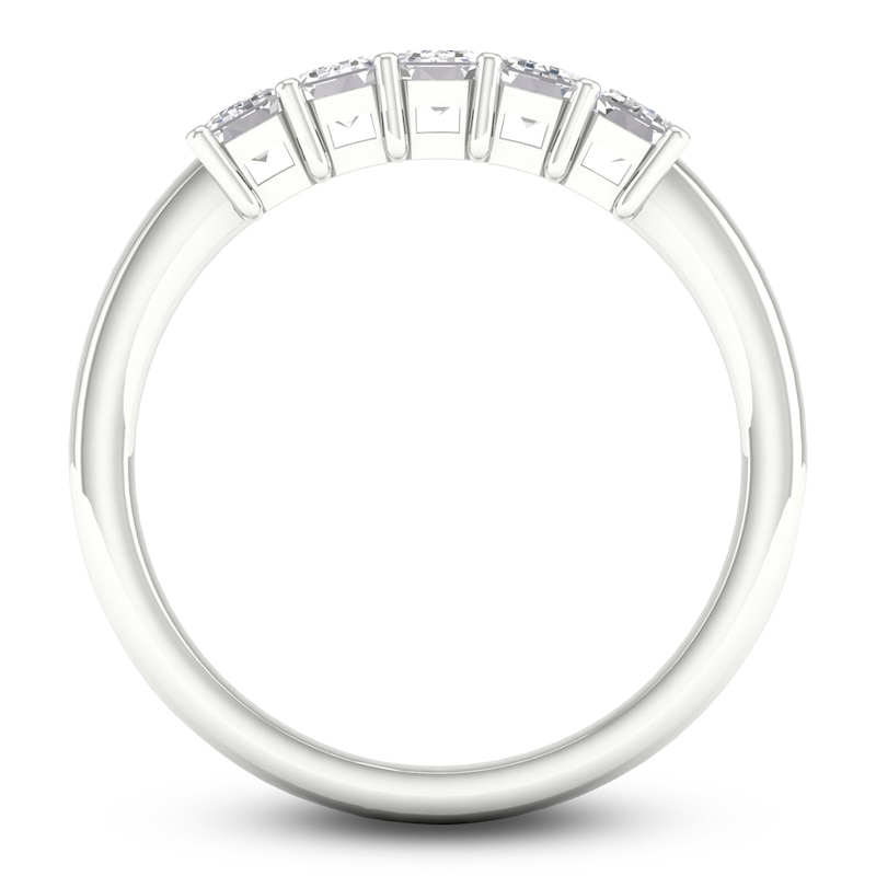Main Image 4 of Diamond 5-Stone Anniversary Band 1 ct tw Emerald Platinum