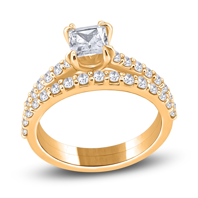 Main Image 3 of Diamond Bridal Set 1-3/8 ct tw Princess/Round 14K Yellow Gold