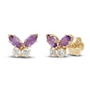 Thumbnail Image 2 of Children's Natural Amethyst & Natural White Topaz Butterfly Stud Earrings 14K Yellow Gold