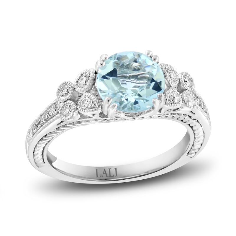 LALI Jewels Natural Aquamarine Engagement Ring 1/4 ct tw Diamonds 14K ...