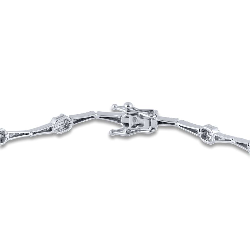 Main Image 3 of Diamond Tennis Bracelet 1 ct tw Round/Baguette 14K White Gold 7"