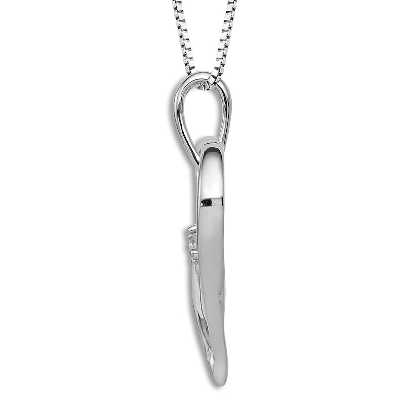 Main Image 2 of Heart Pendant Necklace Diamond Accents 14K White Gold 18"