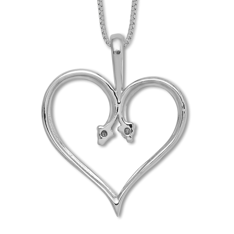 Main Image 3 of Heart Pendant Necklace Diamond Accents 14K White Gold 18"