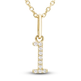 Diamond Initial L Pendant Necklace 1/20 ct tw Round 10K Yellow Gold 18"