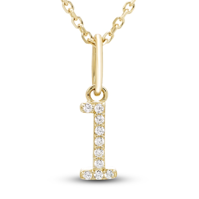 Main Image 1 of Diamond Initial L Pendant Necklace 1/20 ct tw Round 10K Yellow Gold 18"