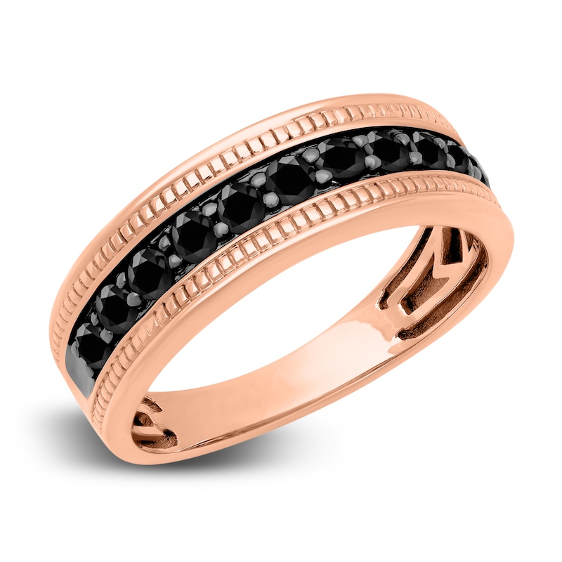 Main Image 2 of Men's Natural Black Sapphire Wedding Band 14K Rose Gold 7.0mm