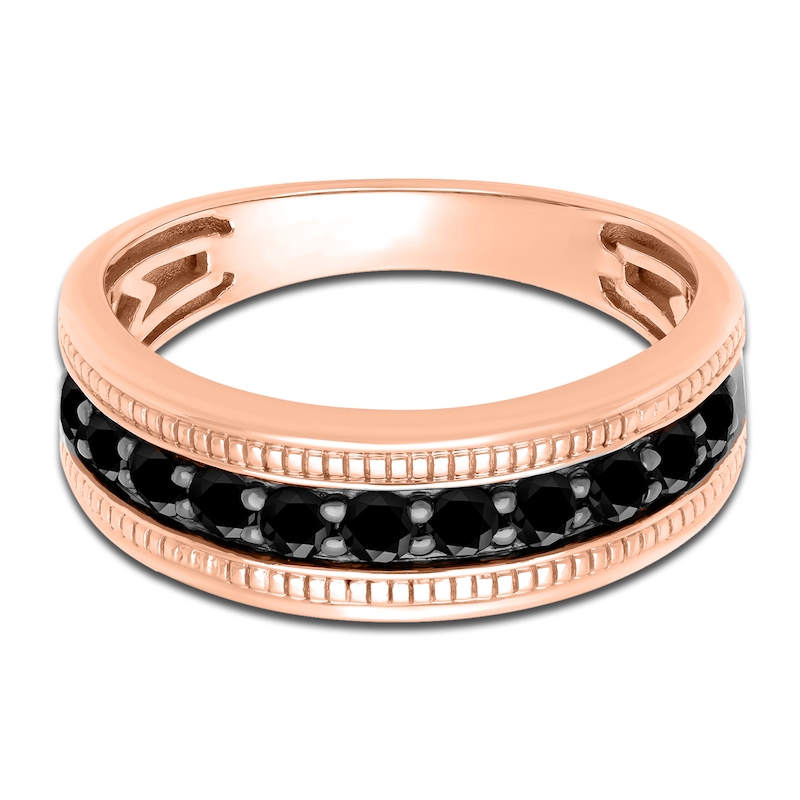 Main Image 3 of Men's Natural Black Sapphire Wedding Band 14K Rose Gold 7.0mm