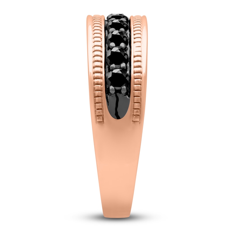 Main Image 5 of Men's Natural Black Sapphire Wedding Band 14K Rose Gold 7.0mm