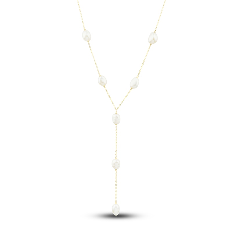 Freshwater Cultured Pearl Station Necklace 14K Yellow Gold 18"