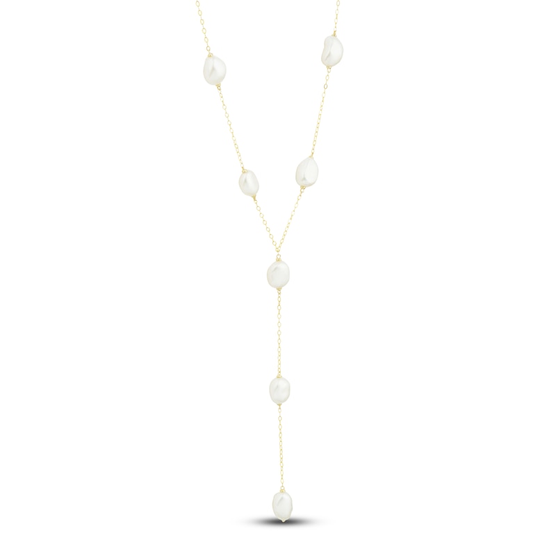 Freshwater Cultured Pearl Station Necklace 14K Yellow Gold 18"