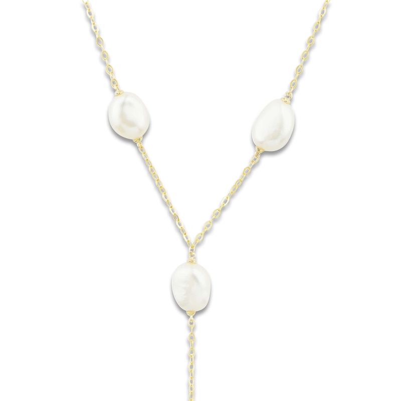 Freshwater Cultured Pearl Station Necklace 14K Yellow Gold 18"