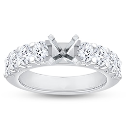 Diamond Engagement Ring Setting 1-1/2 ct tw Oval/Round 18K White Gold