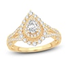 Thumbnail Image 1 of Diamond Double Halo Ring 3/4 ct tw Pear/Round 14K Yellow Gold