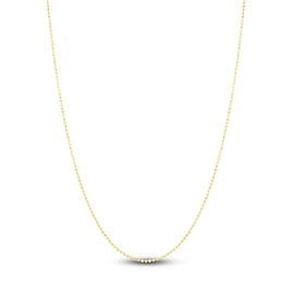 Solid Diamond-Cut Beaded Chain Necklace 14K Yellow Gold 18" 1.1mm