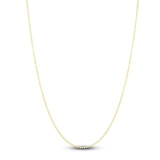 Solid Diamond-Cut Beaded Chain Necklace 14K Yellow Gold 18" 1.1mm