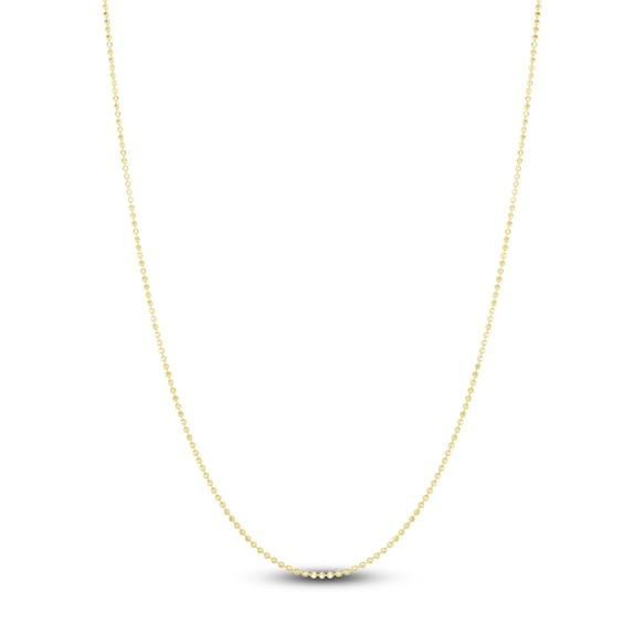 Solid Diamond-Cut Beaded Chain Necklace 14K Yellow Gold 18" 1.1mm