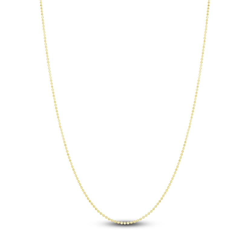 Main Image 1 of Solid Diamond-Cut Beaded Chain Necklace 14K Yellow Gold 18" 1.1mm
