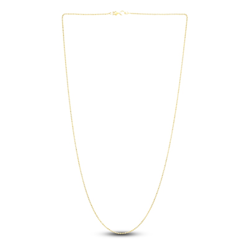 Main Image 2 of Solid Diamond-Cut Beaded Chain Necklace 14K Yellow Gold 18" 1.1mm