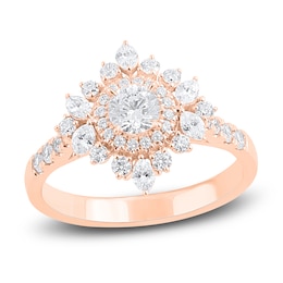 Round & Marquise-Cut Diamond Cluster Ring 1 ct tw 14K Rose Gold