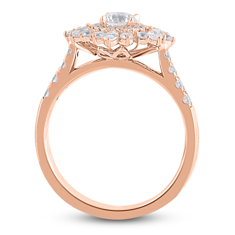 Main Image 2 of Round & Marquise-Cut Diamond Cluster Ring 1 ct tw 14K Rose Gold