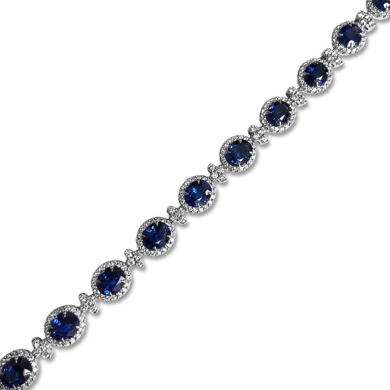 Main Image 1 of Natural Blue Sapphire Tennis Bracelet 2-1/3 ct tw Round 18K White Gold
