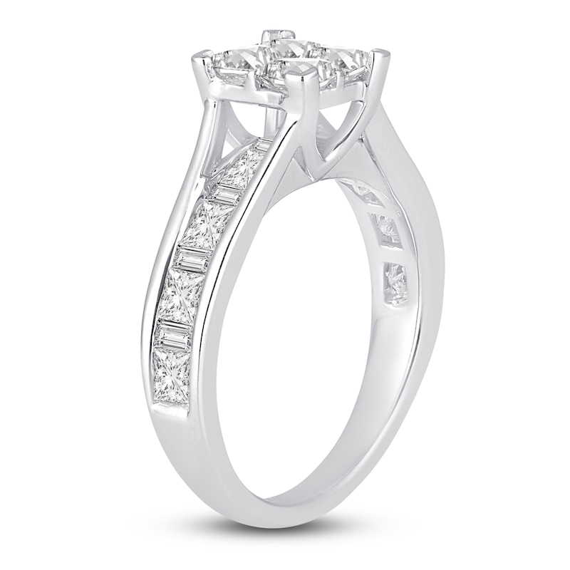 Princess & Baguette-Cut Diamond Engagement Ring 2 ct tw 14K White Gold