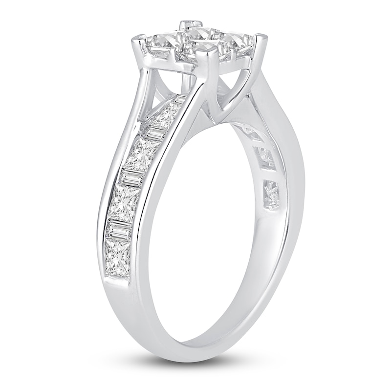Main Image 2 of Princess & Baguette-Cut Diamond Engagement Ring 2 ct tw 14K White Gold