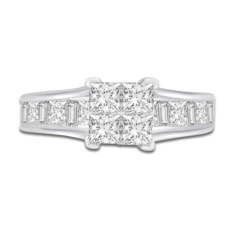 Main Image 3 of Princess & Baguette-Cut Diamond Engagement Ring 2 ct tw 14K White Gold