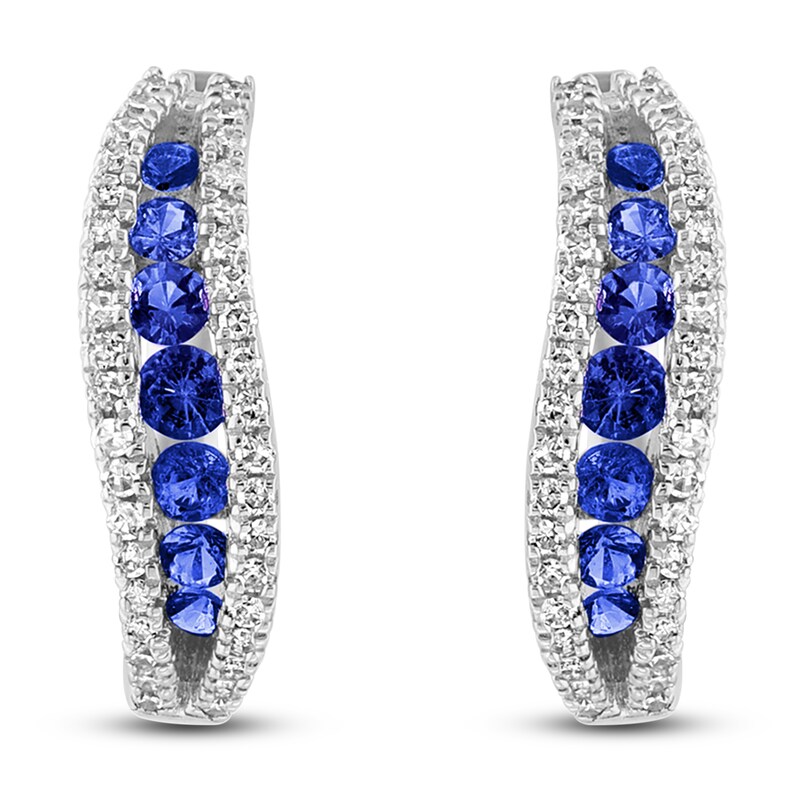 Main Image 1 of LALI Jewels Natural Blue Sapphire & Diamond Earrings 1/4 ct tw 14K White Gold