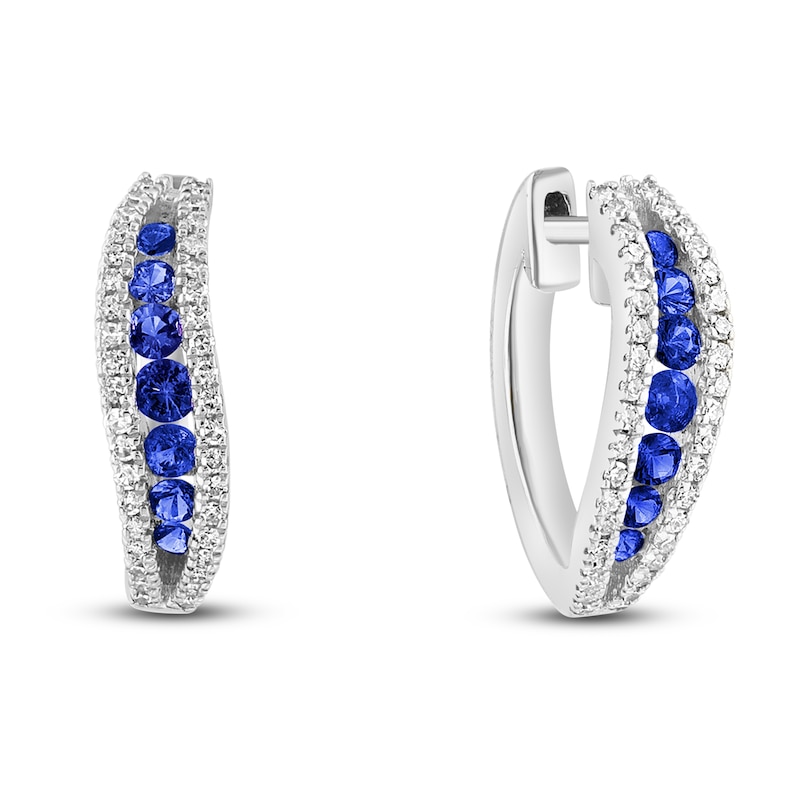 Main Image 2 of LALI Jewels Natural Blue Sapphire & Diamond Earrings 1/4 ct tw 14K White Gold