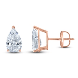 Pear-Shaped Lab-Grown Diamond Solitaire Stud Earrings 5 ct tw 14K Rose Gold (F/SI2)