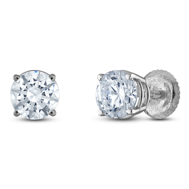 Main Image 2 of Round-Cut Diamond Solitaire Stud Earrings 3 ct tw 14K White Gold (I/I2)