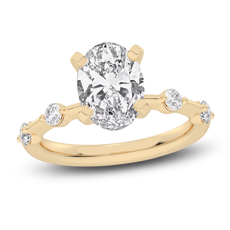 Main Image 1 of Lab-Grown Diamond Oval-Cut Engagement Ring 2-1/4 ct tw 14K Yellow Gold