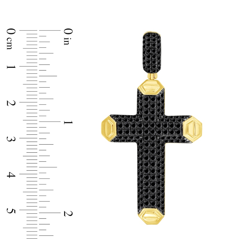 Men's Black Diamond Cross Charm 2 ct tw 10K Yellow Gold