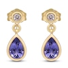 Thumbnail Image 1 of Pear-Shaped Natural Tanzanite & Diamond Bezel Dangle Earrings 1/15 ct tw 10K Yellow Gold