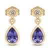 Thumbnail Image 0 of Pear-Shaped Natural Tanzanite & Diamond Bezel Dangle Earrings 1/15 ct tw 10K Yellow Gold