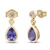 Thumbnail Image 1 of Pear-Shaped Natural Tanzanite & Diamond Bezel Dangle Earrings 1/15 ct tw 10K Yellow Gold