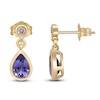 Thumbnail Image 3 of Pear-Shaped Natural Tanzanite & Diamond Bezel Dangle Earrings 1/15 ct tw 10K Yellow Gold