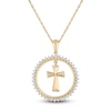 Thumbnail Image 1 of Diamond Cross Dangle Circle Necklace 1/3 ct tw 10K Yellow Gold 18"