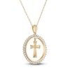 Thumbnail Image 2 of Diamond Cross Dangle Circle Necklace 1/3 ct tw 10K Yellow Gold 18"