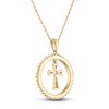 Thumbnail Image 3 of Diamond Cross Dangle Circle Necklace 1/3 ct tw 10K Yellow Gold 18"