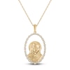 Thumbnail Image 1 of Diamond Our Lady of Guadalupe Oval Frame Necklace 1/3 ct tw 10K Yellow Gold 18"