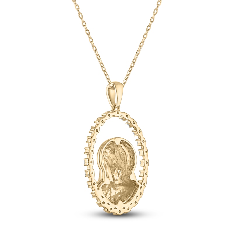 Main Image 3 of Diamond Our Lady of Guadalupe Oval Frame Necklace 1/3 ct tw 10K Yellow Gold 18"