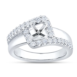 Certified Diamond Tilted Frame Engagement Ring Setting 1/2 ct tw Platinum