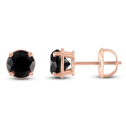 Round-Cut Black Diamond Solitaire Stud Earrings 1/2 ct tw 14K Rose Gold