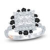 Thumbnail Image 1 of Pnina Tornai Princess-Cut Quad White Diamond & Black Diamond Halo Engagement Ring 1-3/4 ct tw 14K White Gold