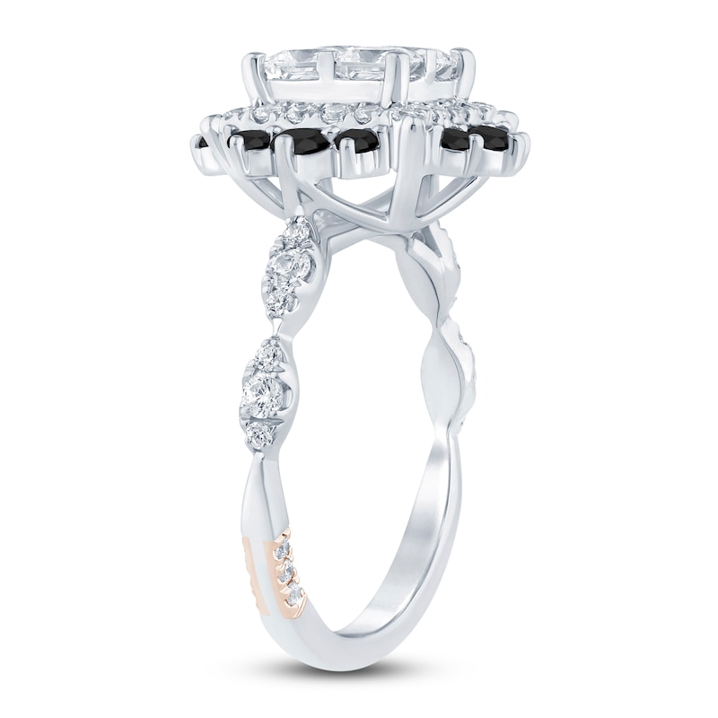 Main Image 2 of Pnina Tornai Princess-Cut Quad White Diamond & Black Diamond Halo Engagement Ring 1-3/4 ct tw 14K White Gold