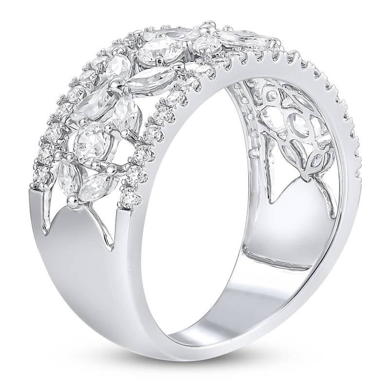 Main Image 2 of Certified Diamond Marquise & Round-Cut Flower Anniversary Ring 1-1/2 ct tw 14K White Gold